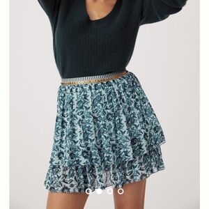 SALE Nikasha Embroidered Tiered Mini Skirt in Blue Motif